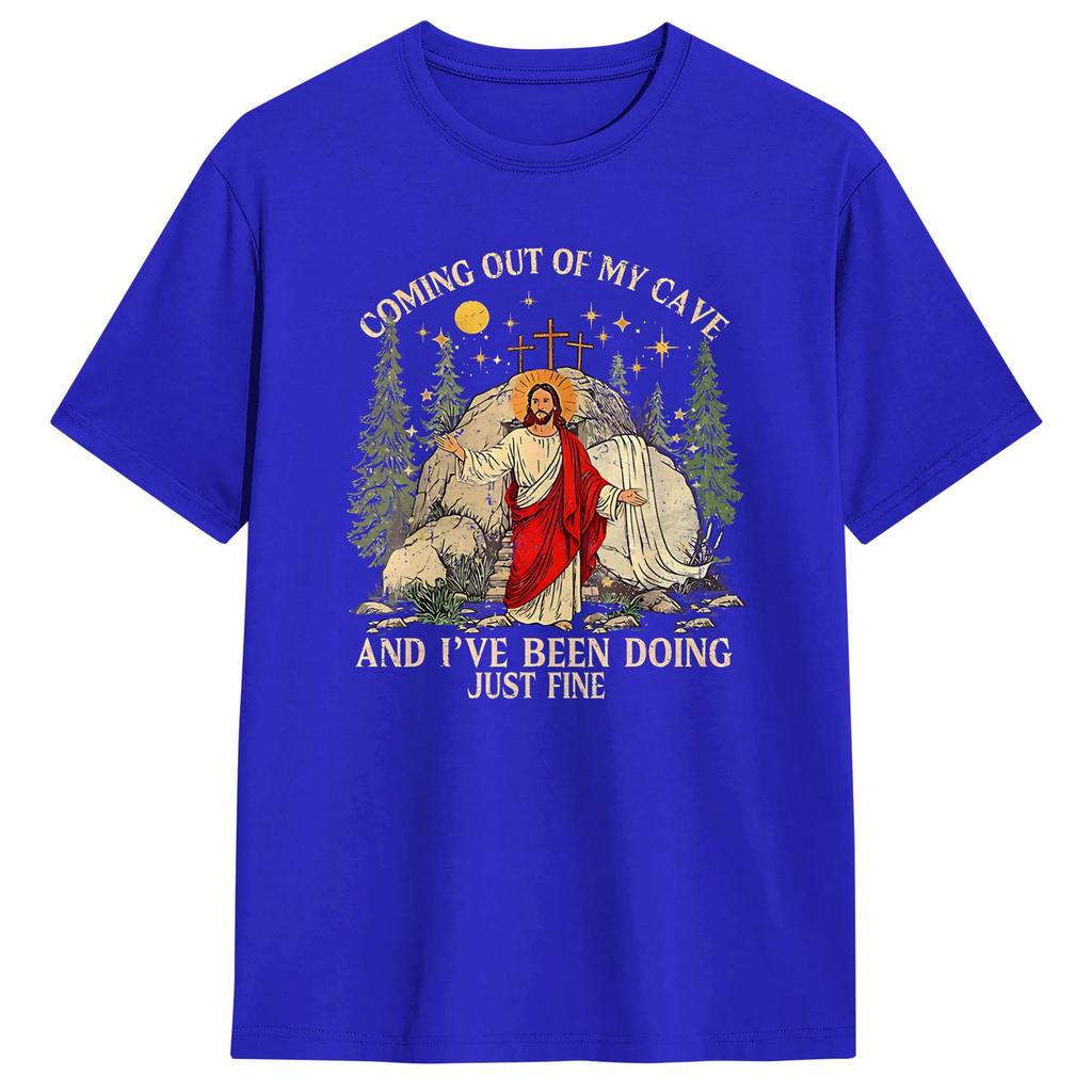 Coming Out of My Cave the Jesus Resurrection EasterTShirt Summer Fashion TShirts Cotton Comfortable Tees ShortSleeved