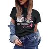 Women's Casual Halloween Breast Print T-Shirt Round Neck Pullover Short Sleeve Top