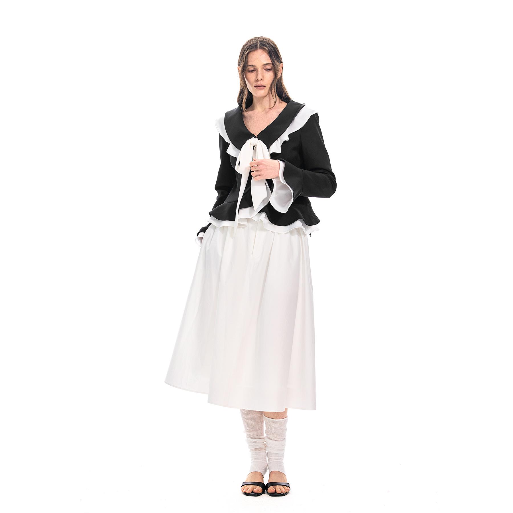 Women s High Waist Slimming A-line Umbrella Skirt - White, Elastic Waist, Mid-length, Versatile Spring/Summer 2026 Collection Small белый