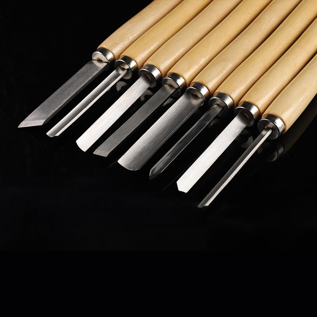 8pcs Wood Lathe Chisel Set, Woodworking Turning Tools Gouge Skew Parting, with Wood Handle and Steel , for Carpenters Carvers Artists