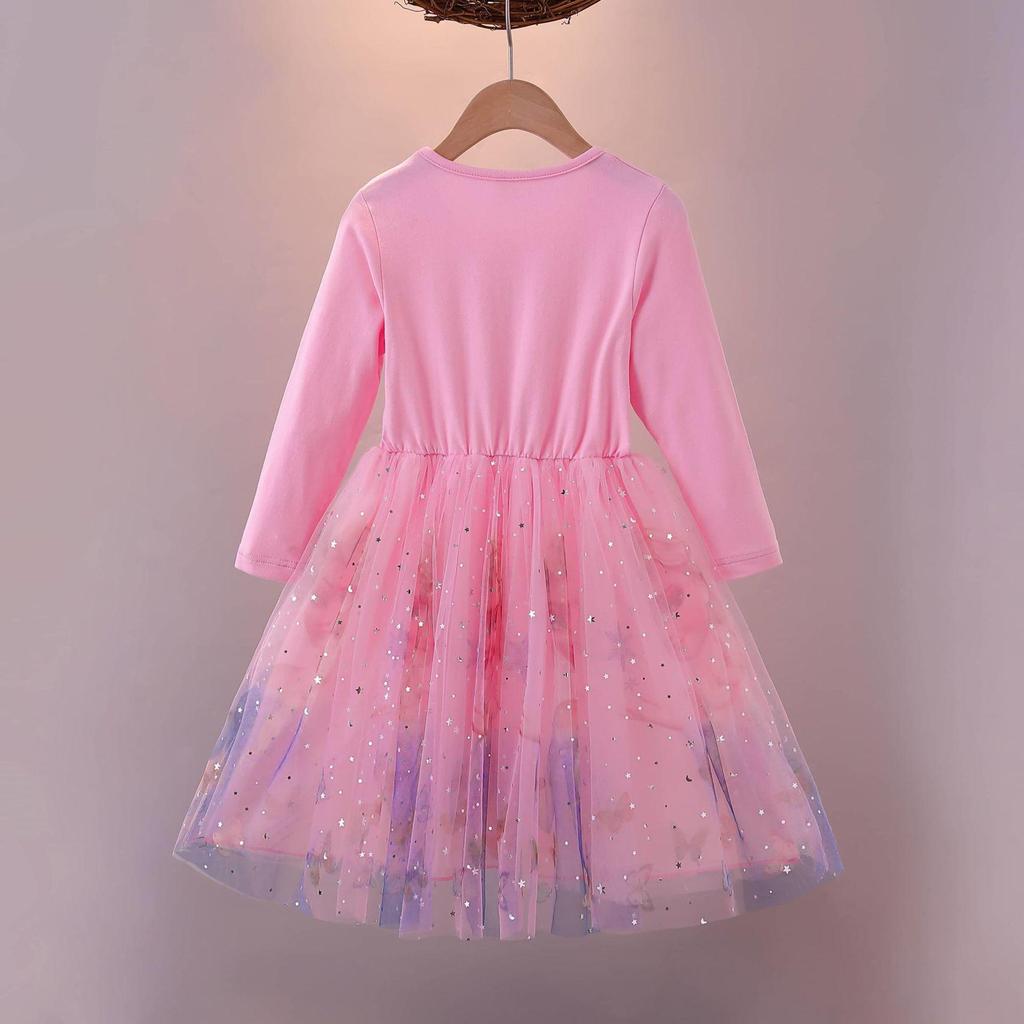Frozen Elsa Princess Autumn Dress: 2021 Girls' Long Sleeve Mesh Skirt