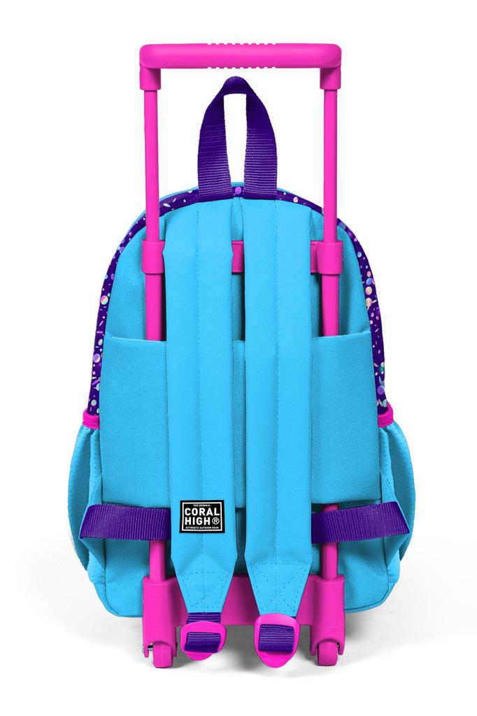 Batoh Mini Nest na kolečkách, fialový, modrý, růžový, se vzorem srdce, se dvěma přihrádkami, 24040