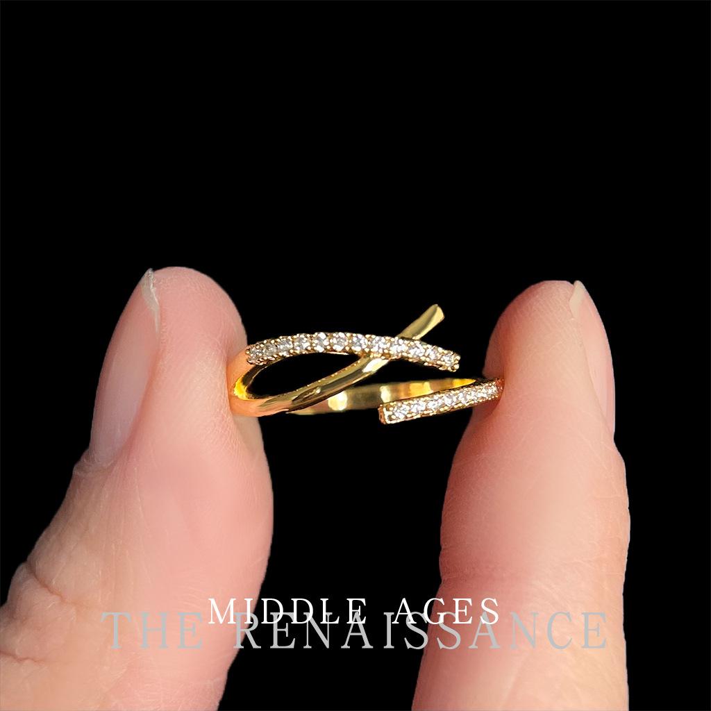 Light Cross Design Sense Zircon Ring Fashion Commuter Open Index Finger Ring Female