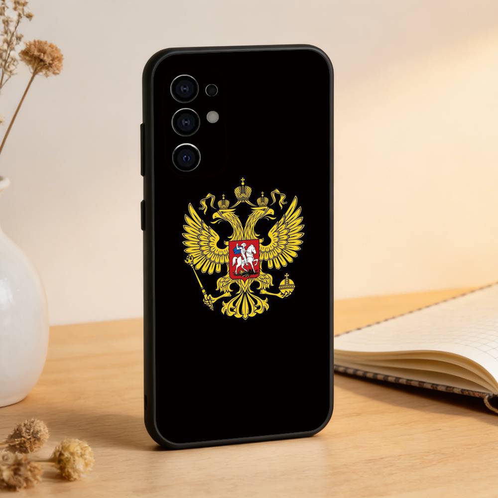 Russia F-Flag Phone Case Black Silicone Soft For Samsung S25,S24,S21,S22,S23,S30,Ultra,S20,Plus,Fe,Lite