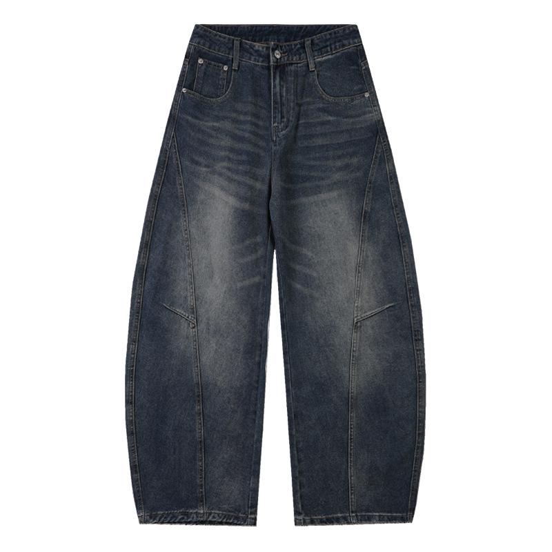 American Washed Retro Cat Whisker Scimitar Jeans Men's Loose Draped High Street Wide Legs