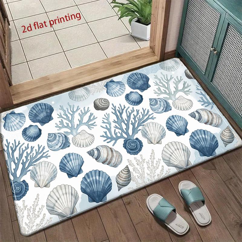 Seashells Ocean Pattern Mat Living Room Decoration Home Sofa Non-Slip Carpet Study Bedroom Tatami Children'S Soft Floor Mat