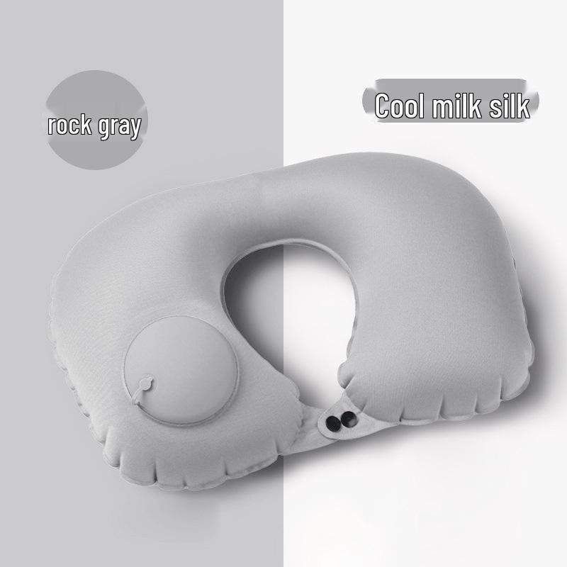 Inflatable U-shaped Travel Neck Pillow - Portable, Ergonomic, Height-Adjustable, Storable Milk Silk Design