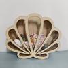 Wooden Shell Display Case Handcrafted Rustic Sea Shell Shadow Box Seashell Shaped Storage Display Box Home Office Desktop Decoration