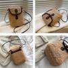 Winter Women Faux Lambswool Phone Bag Cute Square Plush Crossbody Purse Portable Wallet Handbag