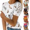 Women's Fashion Lace Hollow Print Round Neck Short Sleeve T-shirt Top