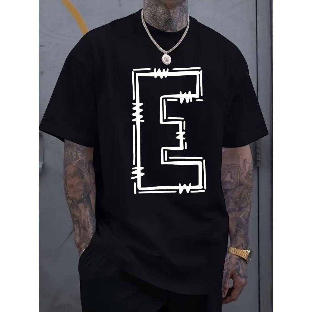 Front E-print round-neck short-sleeved T-shirt made of comfortable and breathable fabric featuring a casual style