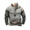 Mens Cowboy Sweatshirt Vintage Print Western Aztec Sweatshirt Casual Long Sleeve 1/4 Zip Fleece Pullover Menswear Hoodie Sweater