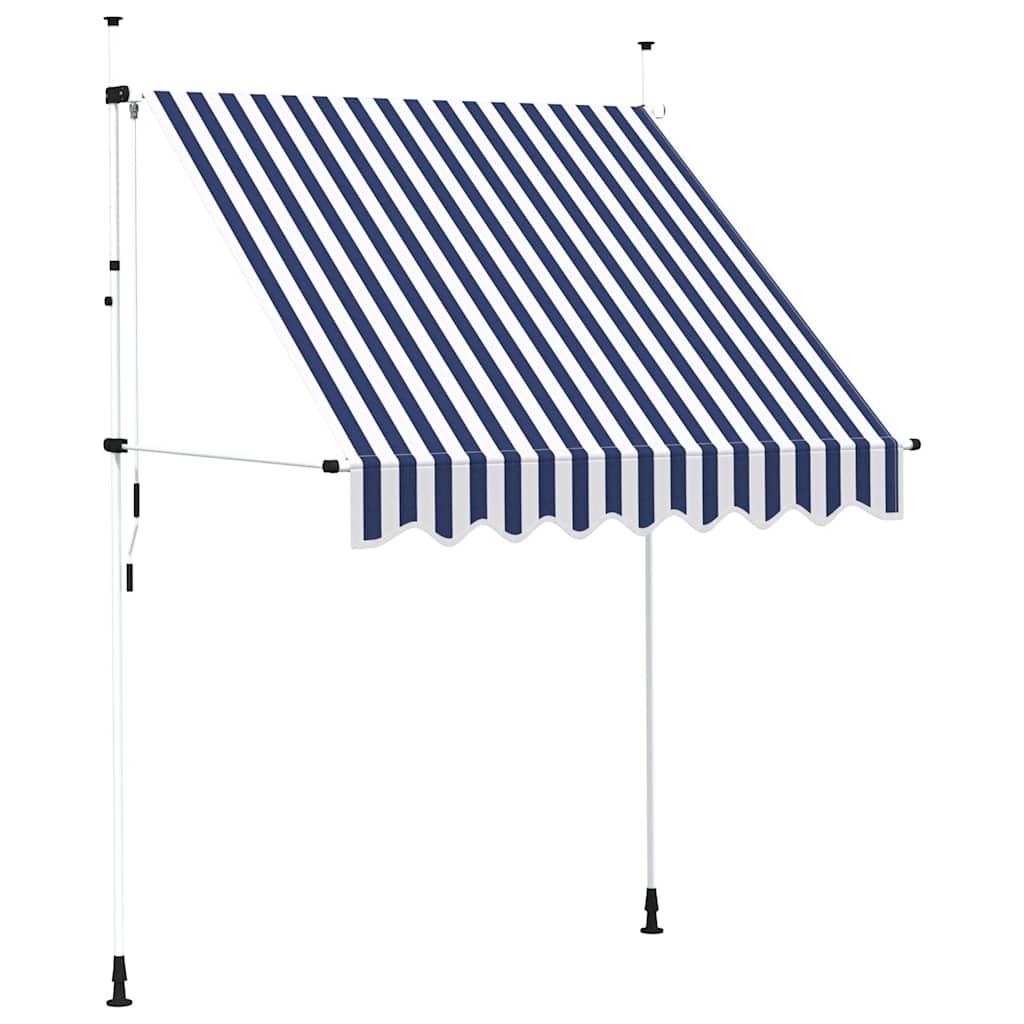 Manual Retractable Awning 200 Cm Blue White Striped