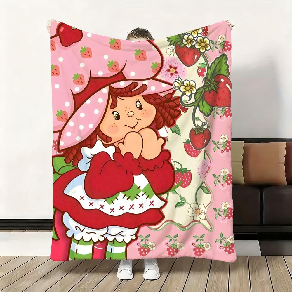 Süßer Cartoon s-Erdbeer S-Sahnetorte Überwurf Flanell Flauschig Weich Decke Warm Hautfreundlich Überwurf für Sofa Bett Büro Nickerchen Winter