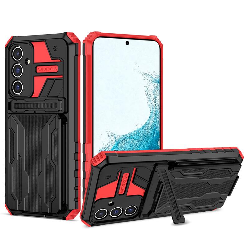Samsung S26 Ultra Magnetic Bracket Card Slot Protective Case - A17 Diamond Drop-proof Cover