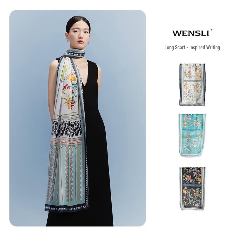 WENSLI Women's Mulberry Silk Brushwork Scarf