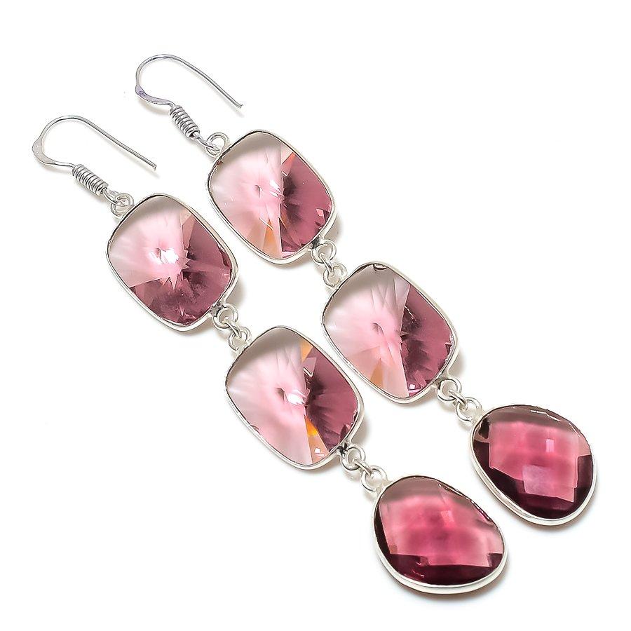 

Ювелирные серьги из стерлингового серебра 925 пробы с натуральным аметистом 3,55 дюйма D5f85