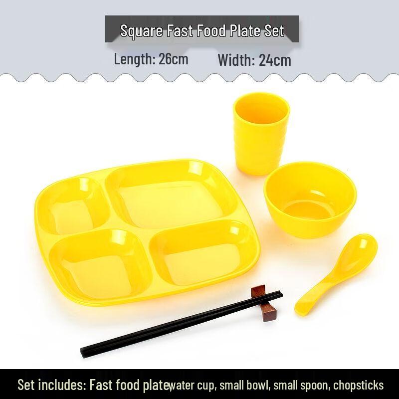 Jia Kang Ming Melamine 4-Compartment Canteen Tray