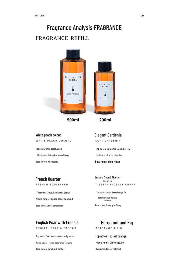 Recharge pour Diffuseur d'Arôme Sans Flamme 500ml - Parfumeur d'Intérieur Grande Capacité, Liquide Diffuseur 200ml.