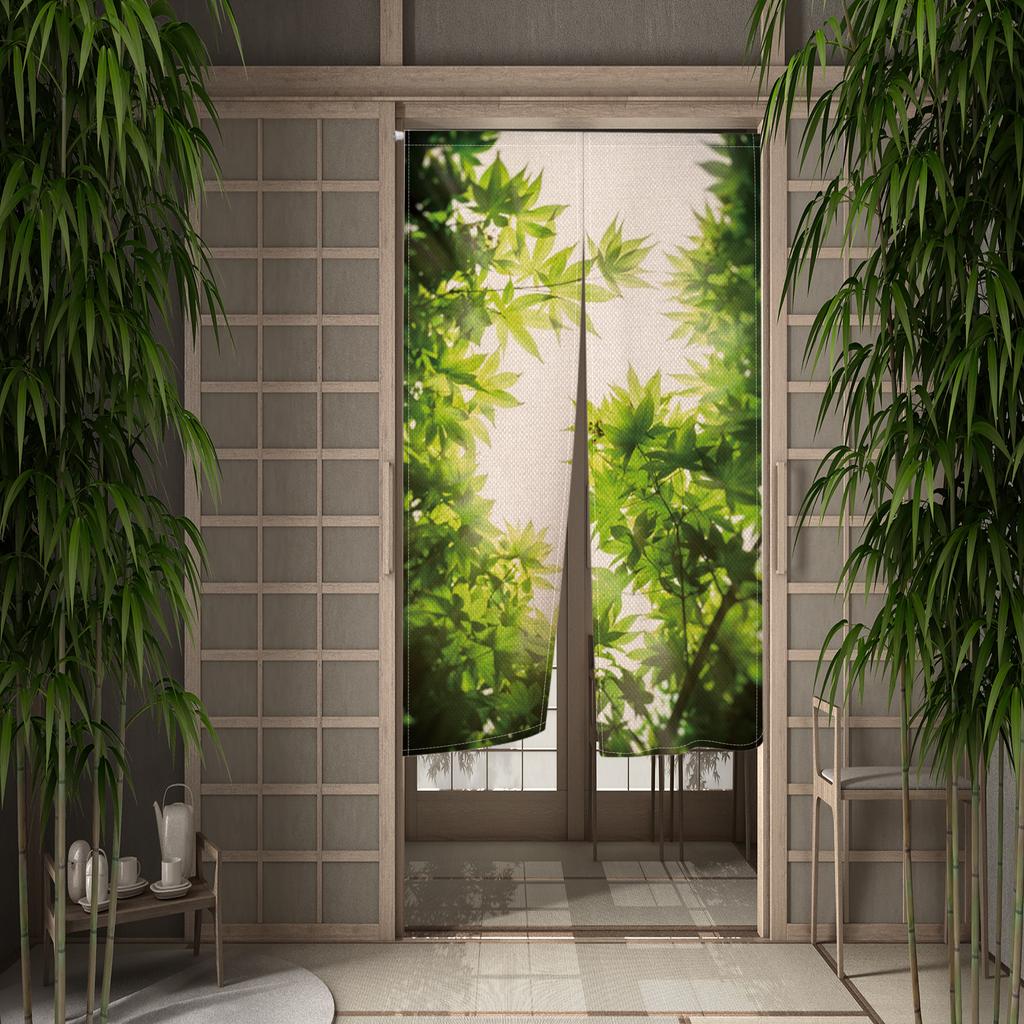Secluded Forest landscape Door Curtain Linen Curtain Bedroom Living Room Home Decor Doorway for Kitchen Entrance Half Curtain