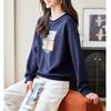 Oil Painting Printed Sweatshirt Women's Loose Slim-fit Fall Round Neck Pullover Top