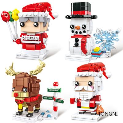 Single 1pcs Christmas Santa Claus Elk Snowman Tree Model Building Blocks Model Gift Toys for Children Xmas