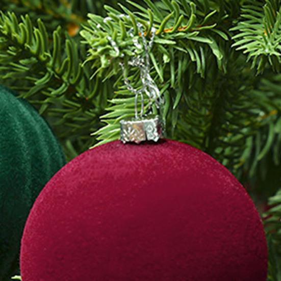 12 Pcs Velvet Christmas Balls Flocking Balls Christmas Tree Ornament Shatterproof Plastic Hanging Baubles Decoration for Xmas Tree Party Home