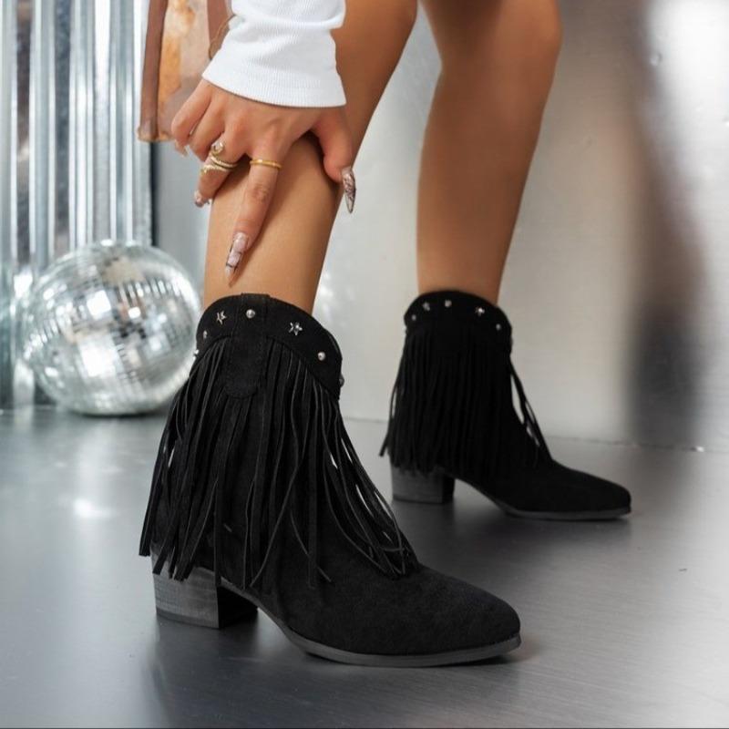 Fashion Lady High Increasing Heel Boots Short Tassel Boot with Fur for Winter and Autumn Chunky Sole Women Warm Shoes Plus Size Brown