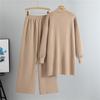 Women's Autumn Winter Fashion Casual Suit Mid Length Knitted Open Shirt Pants Two Piece Suit