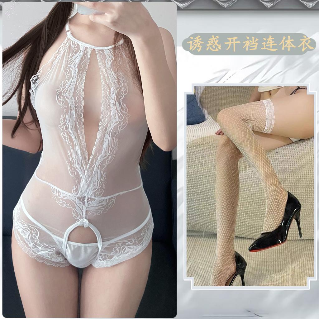 Sexy Lingerie Sexy One-piece Passion Uniform Suit Lace Perspective Seduction Tight Crotch Abstinence