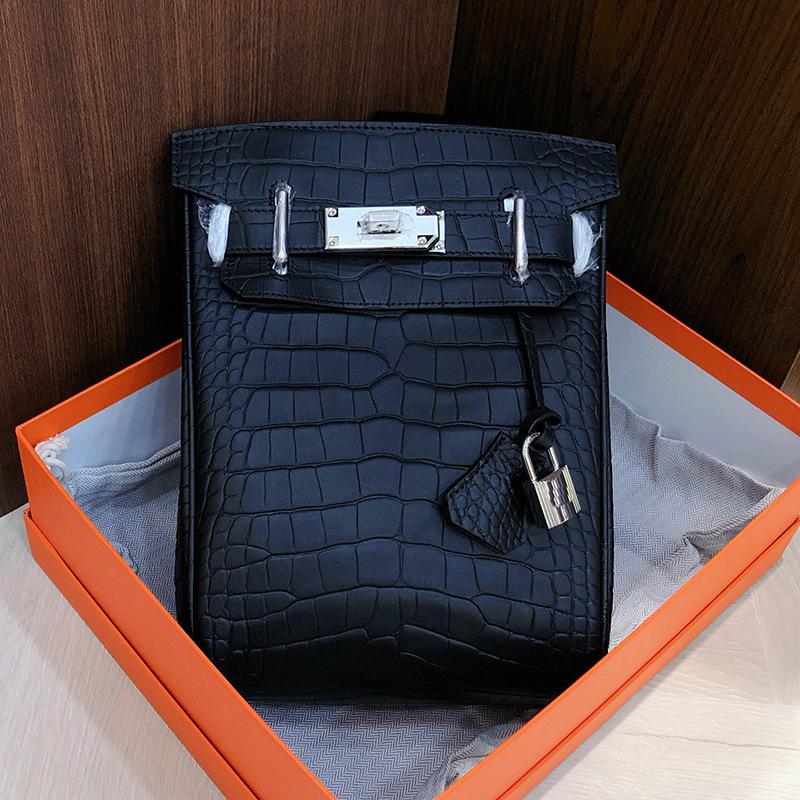 

Новая нагрудная сумка из матовой кожи коровы высшего качества с тиснением под крокодила для мужчин и женщин, сумка кроссбоди на одно плечо из натуральной кожи 17x8x26cm чёрный