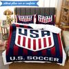 3PCS Usa Soccer Emblem Bedding Set 2D Printing (Includes 1 Duvet Cover + 2 Pillowcases Coreless), Bedroom decor,Fan Gift