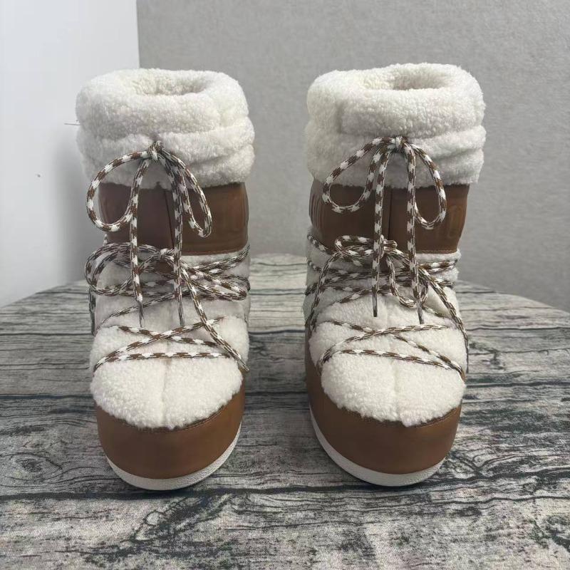 Modische Schneestiefel, Winter-High-Heel-Samt-Thermo-Ärmel-Baumwollstiefel rutschfester und verschleißfester Riemen Brot