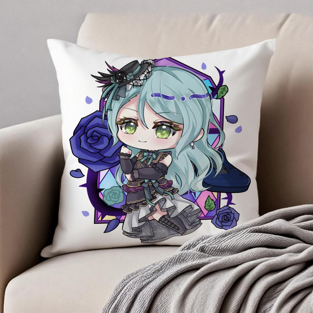 Lovely Anime BBanG Dream Its MyGO Cushion Cover Pillowcase Antidustmite Invisible Zipper Short Plush Sofa Cushion