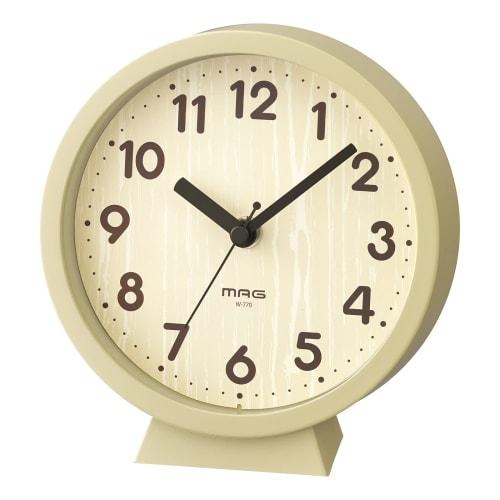 MAG (Mag) Small Wall Clock, Wall Clock, Table Clock, or Table Clock, Stand Included, Analog, Cute, Stylish, Woody, Wood Grain Finish, Quiet, Continuou