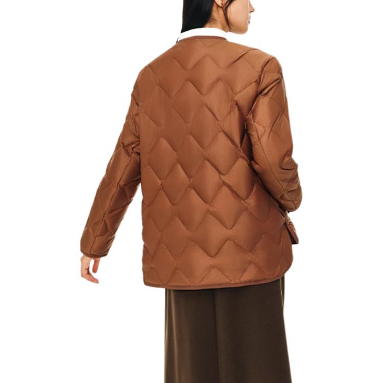 Anta Casual Sports Warm V-Neck Down Jacket Women Outerwear Dark-Coffee 162447935-1