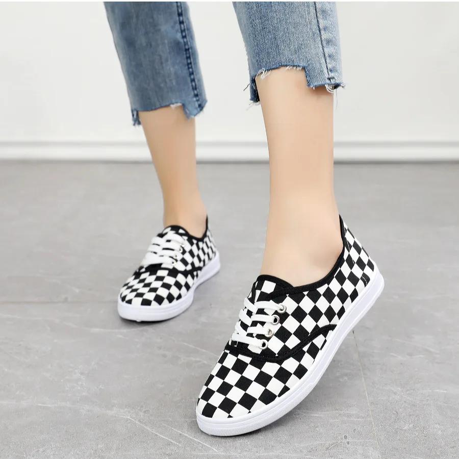 Fashion Autumn Loafers Canvas Shoe Sneakers for Women Shoes Breathable Women's Casual Shoes Lace Up WomanWhite Shoes Flats