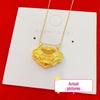 Vietnamese Sand Gold Koi Fish Necklace - Copper Gilded Retro Peace Lock Pendant