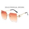 Glamour Luxury D Brand Women Sunglasses Oversize Fashion Stylish Ladies Sun Glasses Rimless Designer Trend Eyewear UV400