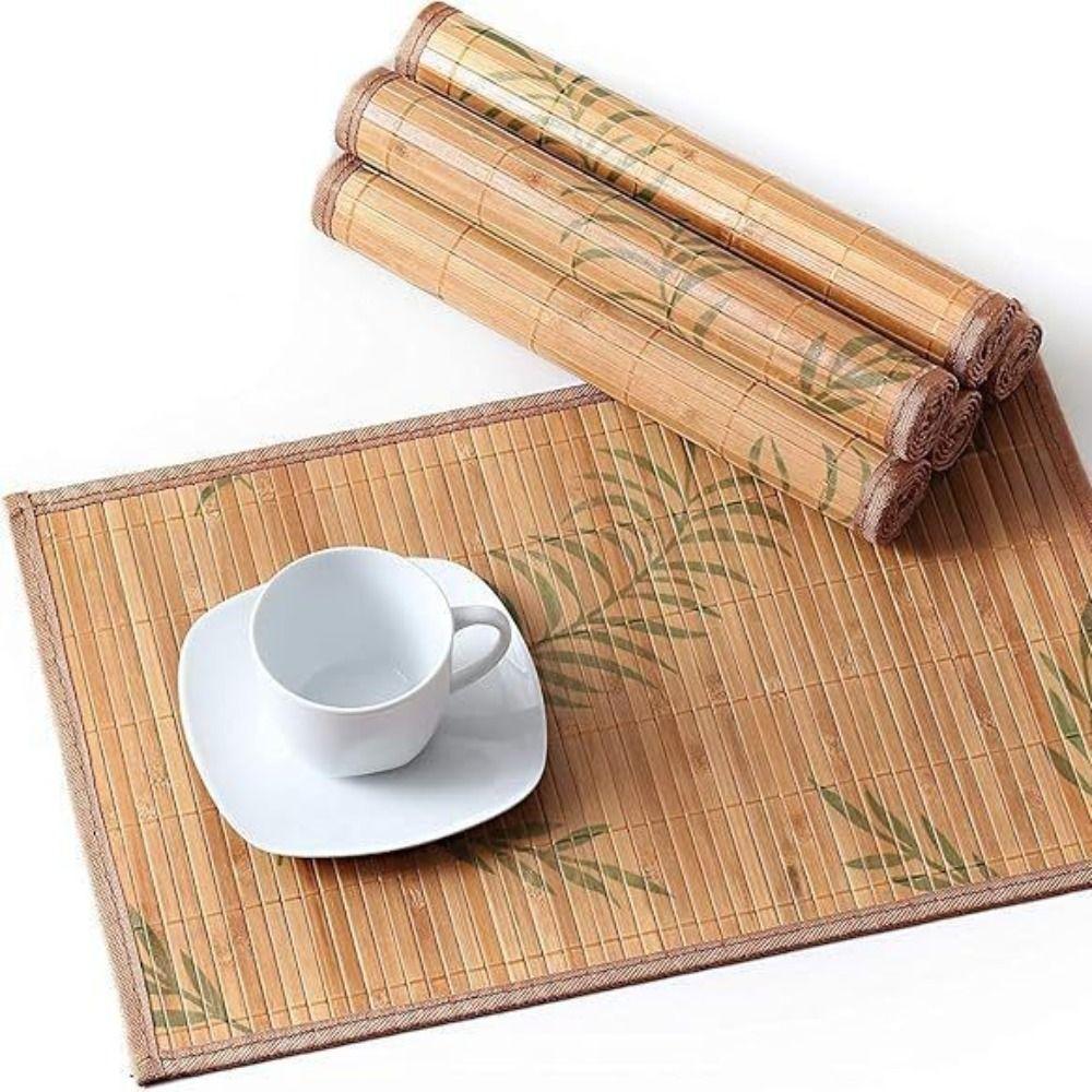 Vintage Bamboo Placemat Foldable Heat Insulation Pad Table Decoration Tableware Pad  Family Party
