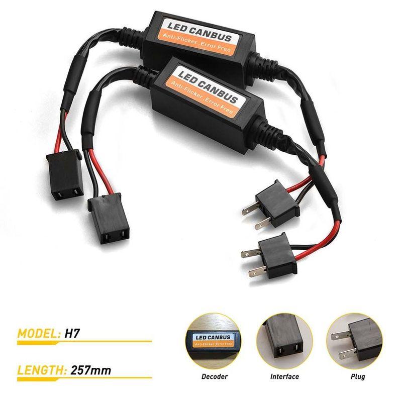 H7 LED Headlight Decoder Adapter Canbus Anti-Flicker Harness Bulbs Resistor Decoder Warning Error Canceller