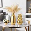 Moderne Galvanisierte Gold Keramikvase Wohnzimmer Blumenarrangement Ornamente Moderne Irreguläre Kunst Hydrokulturvase Dekoration