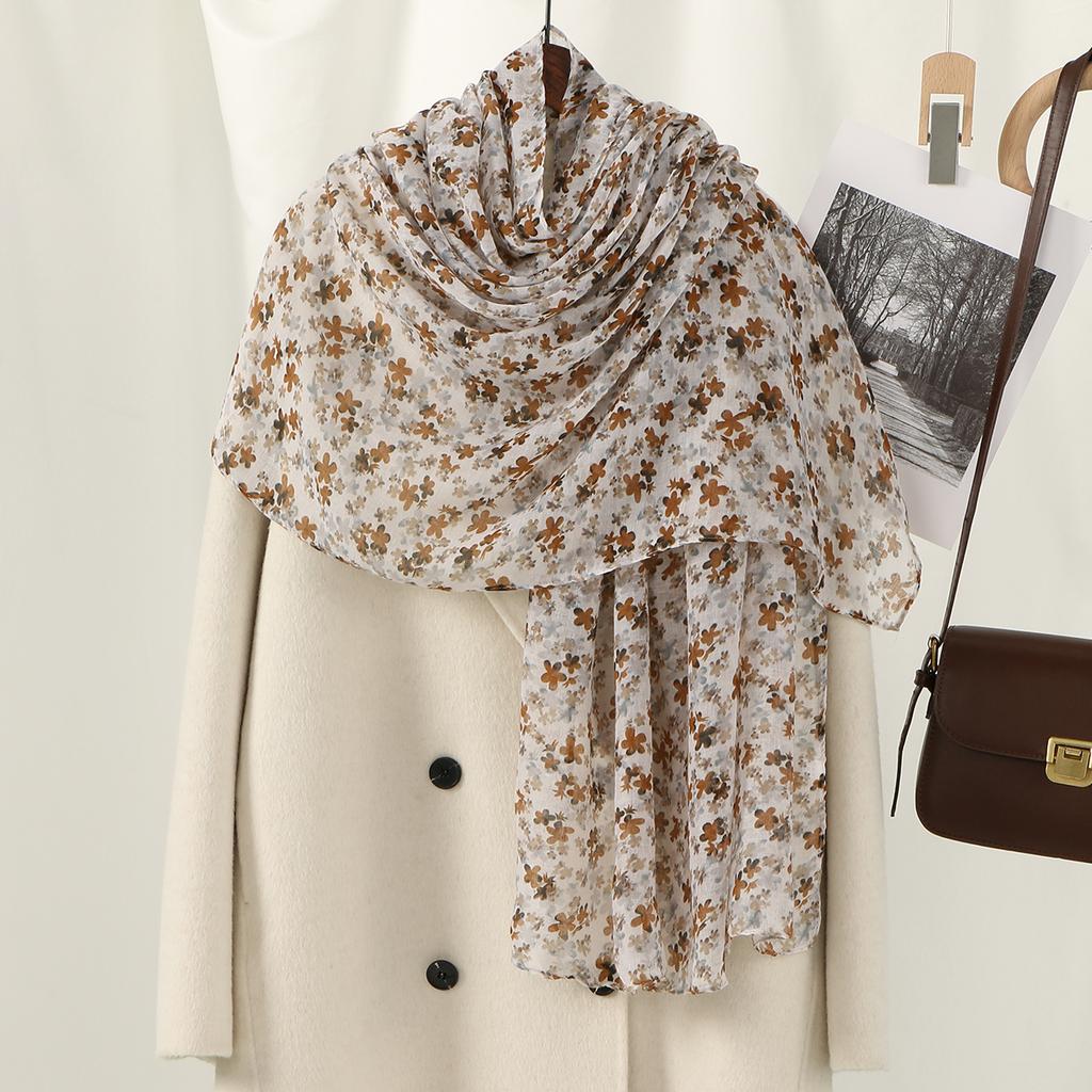 Elegant Women Cotton Scarf Beach Wrap Shawl Retro Print Ladies Sunscreen Bandanas Hijab Mujer Boho Scarve Pareo Casual New