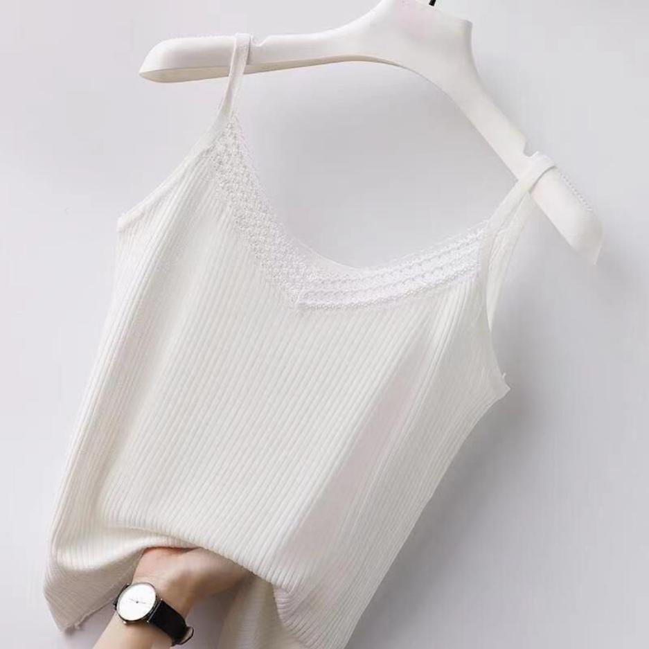 Women Summer New Lace Suspender Tank Top Women's Ice Silk Large Loose Outer Wear with Bottom Suspender