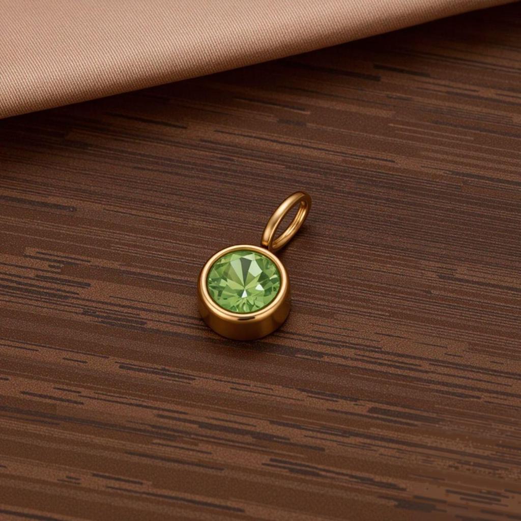 Polished Stainless Steel Birthstone Pendant with Vacuum Electroplating and Retro Design