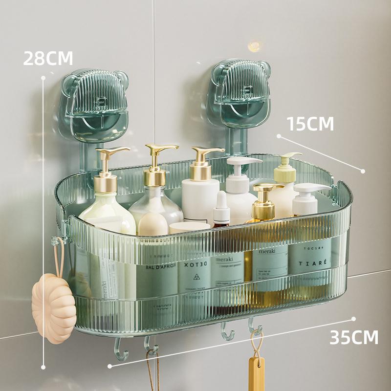 Suction Cup Storage Rack Bathroom ScarlessNo Need To Drill Holes Cosmetics Washbasin Wall-mounted Storage Box