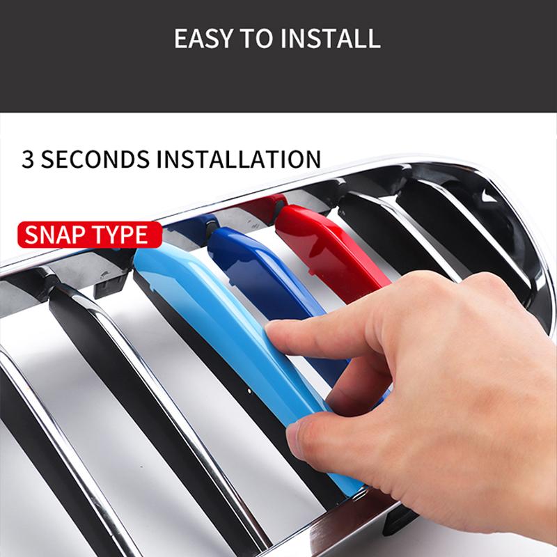 3PCS ABS M-Color Car Front Bumper Racing Grills Strips Trim Clips For BMW 1 Series F40 2020-2023 Styling Exterior Accessories
