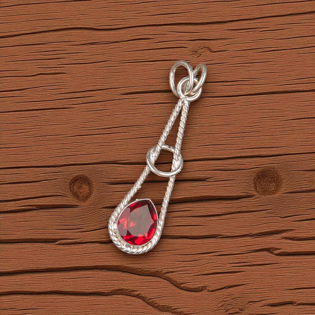 Rosa Rubellit Edelstein 925 Sterling Silber Schmuck Handgefertigt Geschenk Anhänger 1.78" PP-21-1
