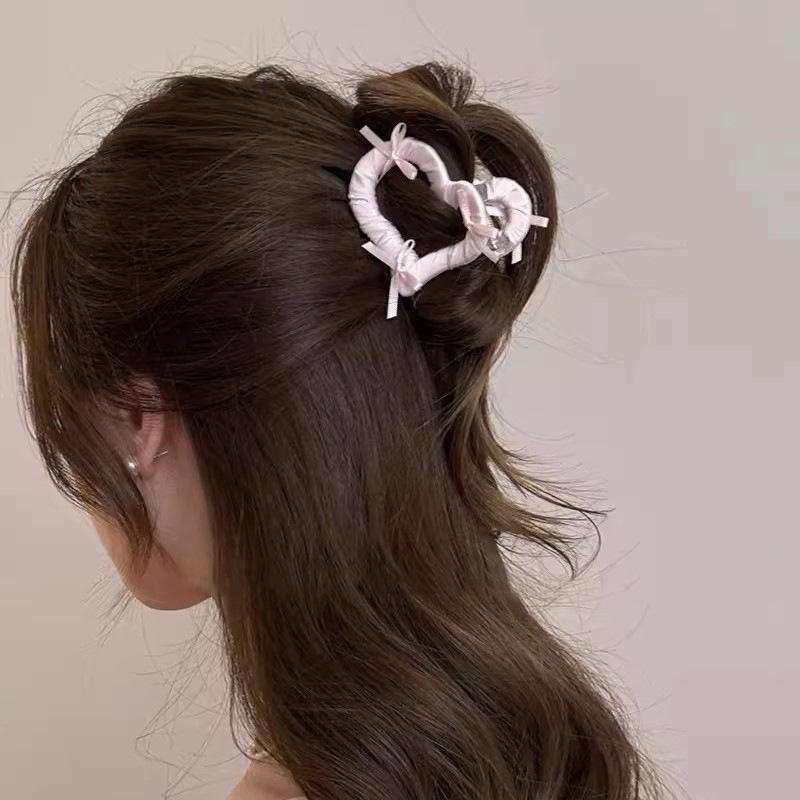 Korean Ribbon Bow Hair Claw Clips Temperament Elegant Hairpin Women Princess Headdress Fashion Grab Clip Female Hair Accessories