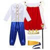 Costume Cosplay da Re Medievale per Bambini Ragazzi Outfit Top con Pantaloni Cintura Mantello Fascia Bastone Calzini Set per Halloween Travestimento